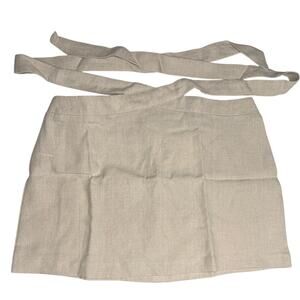 NWT Rumer Avalon Linen High Waist Tie Wrap Mini Skirt Back Zip Up S Natural